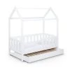 Little Sky By Klups Lits Enfant Lit Cabane 80x160 Inclus 1 Tiroir De Lit Et 2 Sommiers Blanc Laqué