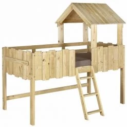 ID Kids Lits Enfant Lit Cabane 90x190 Cm Bois Massif