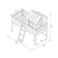 ID Kids Lits Enfant Lit Cabane 90x190 Cm Bois Massif -Lits enfant Soldes lit cabane 90x190 cm bois massif 5