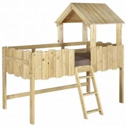 ID Kids Lits Enfant Lit Cabane 90x190 Cm Bois Massif Blanc -Lits enfant Soldes lit cabane 90x190 cm bois massif 6