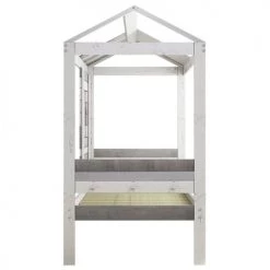 ID Kids Lits Enfant Lit Cabane 90x190 Cm Bois Massif Gris -Lits enfant Soldes lit cabane 90x190 cm bois massif gris 3