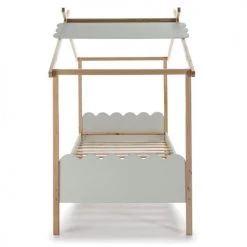 Altobuy Lits Enfant Lit Cabane 90x190 Cm Bois Naturel Et Gris -Lits enfant Soldes lit cabane 90x190 cm bois naturel et gris 3