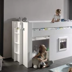 Vipack Lits Enfant Lit Cabane 90x200 Blanc -Lits enfant Soldes lit cabane 90x200 blanc 2
