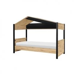 Diagone Lits Enfant Lit Cabane 90x200 Industriel Effet Bois Marron Clair -Lits enfant Soldes lit cabane 90x200 industriel effet bois marron clair 2