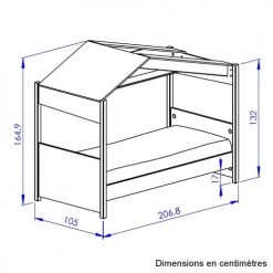 Diagone Lits Enfant Lit Cabane 90x200 Industriel Effet Bois Marron Clair -Lits enfant Soldes lit cabane 90x200 industriel effet bois marron clair 4