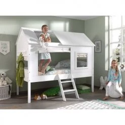 Vipack Lits Enfant Lit Cabane 90x200 Sommier Inclus Blanc -Lits enfant Soldes lit cabane 90x200 sommier inclus blanc 11