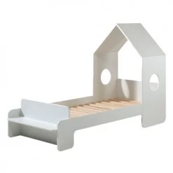 Vipack Lits Enfant Lit Cabane 90x200 Sommier Inclus Blanc
