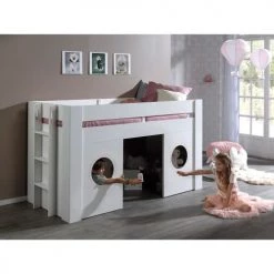 Vipack Lits Enfant Lit Cabane 90x200 Sommier Inclus Blanc -Lits enfant Soldes lit cabane 90x200 sommier inclus blanc 6