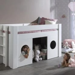 Vipack Lits Enfant Lit Cabane 90x200 Sommier Inclus Blanc -Lits enfant Soldes lit cabane 90x200 sommier inclus blanc 7