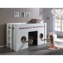 Vipack Lits Enfant Lit Cabane 90x200 Sommier Inclus Blanc -Lits enfant Soldes lit cabane 90x200 sommier inclus blanc 8