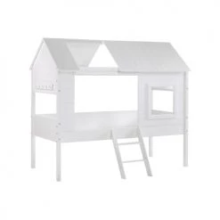 Vipack Lits Enfant Lit Cabane 90x200 Sommier Inclus Blanc