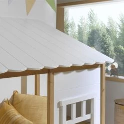Vipack Lits Enfant Lit Cabane 90x200 Sommier Inclus Blanc Naturel -Lits enfant Soldes lit cabane 90x200 sommier inclus blanc naturel 3