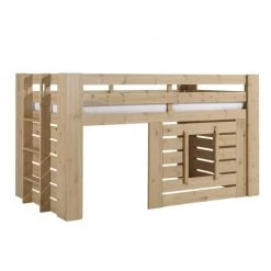 Vipack Lits Enfant Lit Cabane 90x200 Sommier Inclus Naturel
