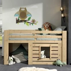 Vipack Lits Enfant Lit Cabane 90x200 Sommier Inclus Naturel -Lits enfant Soldes lit cabane 90x200 sommier inclus naturel 3