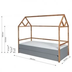 Bellamy Lits Enfant Lit Cabane 90x200 Sommier Tiroir Inclus Gris -Lits enfant Soldes lit cabane 90x200 sommier tiroir inclus gris 2