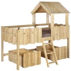 ID Kids Lits Enfant Lit Cabane Avec Tiroirs 90x190 Cm Bois Massif Blanc -Lits enfant Soldes lit cabane avec tiroirs 90x190 cm bois massif