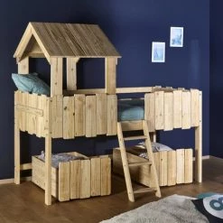 ID Kids Lits Enfant Lit Cabane Avec Tiroirs 90x190 Cm Bois Massif -Lits enfant Soldes lit cabane avec tiroirs 90x190 cm bois massif 3