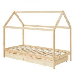 Baita Lits Enfant Lit Cabane Avec Tiroirs Bois Massif De Pin Naturel Matelas 90x190 -Lits enfant Soldes lit cabane avec tiroirs bois massif de pin naturel matelas 90x190 3