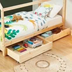 Baita Lits Enfant Lit Cabane Avec Tiroirs Bois Massif De Pin Naturel Matelas 90x190 -Lits enfant Soldes lit cabane avec tiroirs bois massif de pin naturel matelas 90x190 4