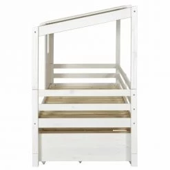 ID Kids Lits Enfant Lit Cabane Gigogne 90x200 Cm Bois Massif Blanc -Lits enfant Soldes lit cabane gigogne 90x200 cm bois massif blanc 4