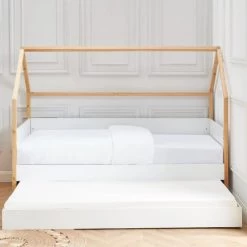 ELLE Décoration Lits Enfant Lit Cabane Gigogone 90x190cm Blanc Mat -Lits enfant Soldes lit cabane gigogone 90x190cm blanc mat 2