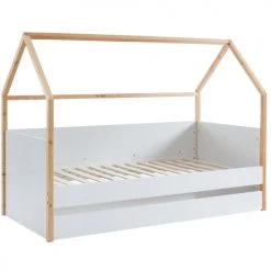 ELLE Décoration Lits Enfant Lit Cabane Gigogone 90x190cm Blanc Mat -Lits enfant Soldes lit cabane gigogone 90x190cm blanc mat 4