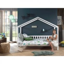 Vipack Lits Enfant Lit Cabane Mh 90x200 Sommier Inclus Blanc -Lits enfant Soldes lit cabane mh 90x200 sommier inclus blanc 3