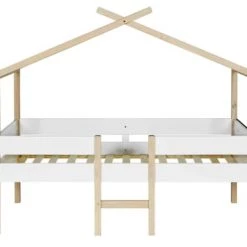 Nateo Concept Lits Enfant Lit Cabane Mi-hauteur 90 X 200 Blanc Et Pin