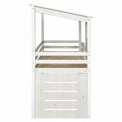 ID Kids Lits Enfant Lit Cabane Mi-hauteur 90x200 Cm Bois Massif Blanc -Lits enfant Soldes lit cabane mi hauteur 90x200 cm bois massif blanc 4
