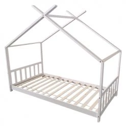 Happy Garden Lits Enfant Lit Cabane Pour Enfant 190x90cm Blanc