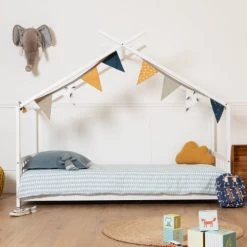 Happy Garden Lits Enfant Lit Cabane Pour Enfant 190x90cm Blanc -Lits enfant Soldes lit cabane pour enfant 190x90cm blanc 5
