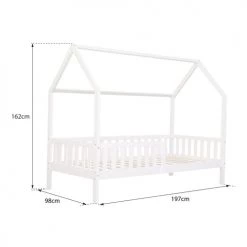 Happy Garden Lits Enfant Lit Cabane Pour Enfant Avec Tiroirs 190x90cm Blanc -Lits enfant Soldes lit cabane pour enfant avec tiroirs 190x90cm blanc 4