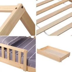 Happy Garden Lits Enfant Lit Cabane Pour Enfant Avec Tiroirs 190x90cm Bois -Lits enfant Soldes lit cabane pour enfant avec tiroirs 190x90cm bois 3