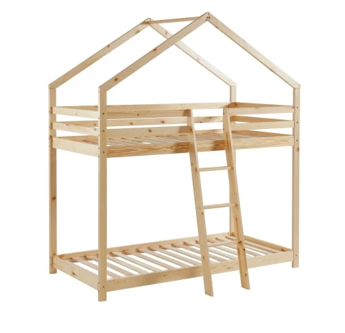 Baita Lits Enfant Lit Cabane Superposé Pin Naturel 90x190 Sommier Inclus Bois Clair 5 Baita Lits Enfant Lit Cabane Superposé Pin Naturel 90x190 Sommier Inclus Bois Clair – Image 5