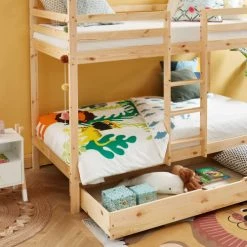 Baita Lits Enfant Lit Cabane Superposé Pin Naturel 90x190 Sommier Inclus Bois Clair -Lits enfant Soldes lit cabane superpose pin naturel 90x190 sommier inclus bois clair 4