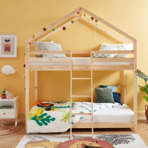 Baita Lits Enfant Lit Cabane Superposé Pin Naturel 90x190 Sommier Inclus Bois Clair 2 Baita Lits Enfant Lit Cabane Superposé Pin Naturel 90x190 Sommier Inclus Bois Clair – Image 2