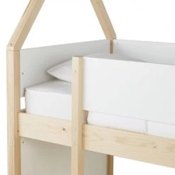 Maisons Du Monde Lits Enfant Lit Cabane Surelevé Enfant 90x190 Blanc Et Beige -Lits enfant Soldes lit cabane sureleve enfant 90x190 blanc et beige 1000 1 26 225608 6