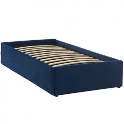 Homifab Lits Enfant Lit Coffre 90x190cm En Velours Bleu Foncé + Sommier à Lattes 10 Homifab Lits Enfant Lit Coffre 90x190cm En Velours Bleu Foncé + Sommier à Lattes -Lits enfant Soldes lit coffre 90x190cm en velours bleu fonce sommier a lattes 4