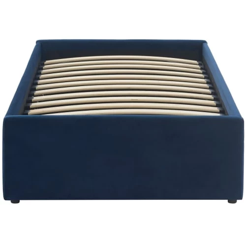 Homifab Lits Enfant Lit Coffre 90x190cm En Velours Bleu Foncé + Sommier à Lattes 6 Homifab Lits Enfant Lit Coffre 90x190cm En Velours Bleu Foncé + Sommier à Lattes – Image 6