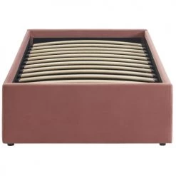 Homifab Lits Enfant Lit Coffre 90x190cm En Velours Rose + Sommier à Lattes -Lits enfant Soldes lit coffre 90x190cm en velours rose sommier a lattes 5