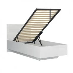 Brw Lits Enfant Lit Coffre 90x200 Sommier Inclus Blanc Laqué