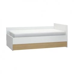 Terre De Nuit Lits Enfant Lit Coffre En Bois Blanc Et Imitation Chêne 90x200