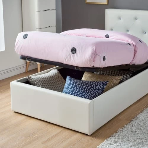 Baita Lits Enfant Lit Coffre Enfant Simili Blanc 90x190 Sommier Inclus 3 Baita Lits Enfant Lit Coffre Enfant Simili Blanc 90x190 Sommier Inclus – Image 3