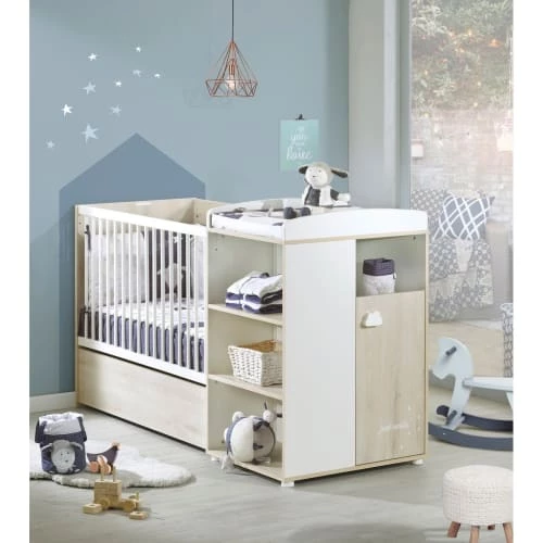 Sauthon Lits Enfant Lit Combiné 120x60 Evolutif En 90x190 En Bois Blanc 2 Sauthon Lits Enfant Lit Combiné 120x60 Evolutif En 90x190 En Bois Blanc – Image 2