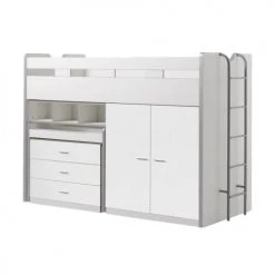 Vipack Lits Enfant Lit Combiné 70 90x200 Sommier Inclus Blanc
