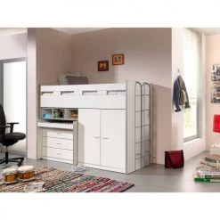 Vipack Lits Enfant Lit Combiné 70 90x200 Sommier Inclus Blanc -Lits enfant Soldes lit combine 70 90x200 sommier inclus blanc 3