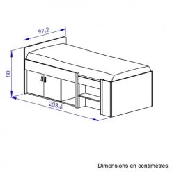 Gami Lits Enfant Lit Combiné 90x200 Naturel Noir -Lits enfant Soldes lit combine 90x200 naturel noir 4
