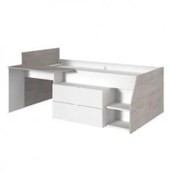 Calicosy Lits Enfant Lit Combiné Avec Bureau 2 Tiroirs - 90x200 Cm - Blanc -Lits enfant Soldes lit combine avec bureau 2 tiroirs 90x200 cm blanc 3