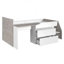 Calicosy Lits Enfant Lit Combiné Avec Bureau 2 Tiroirs - 90x200 Cm - Blanc -Lits enfant Soldes lit combine avec bureau 2 tiroirs 90x200 cm blanc 4