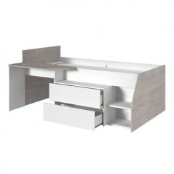 Calicosy Lits Enfant Lit Combiné Avec Bureau 2 Tiroirs - 90x200 Cm - Blanc -Lits enfant Soldes lit combine avec bureau 2 tiroirs 90x200 cm blanc 5